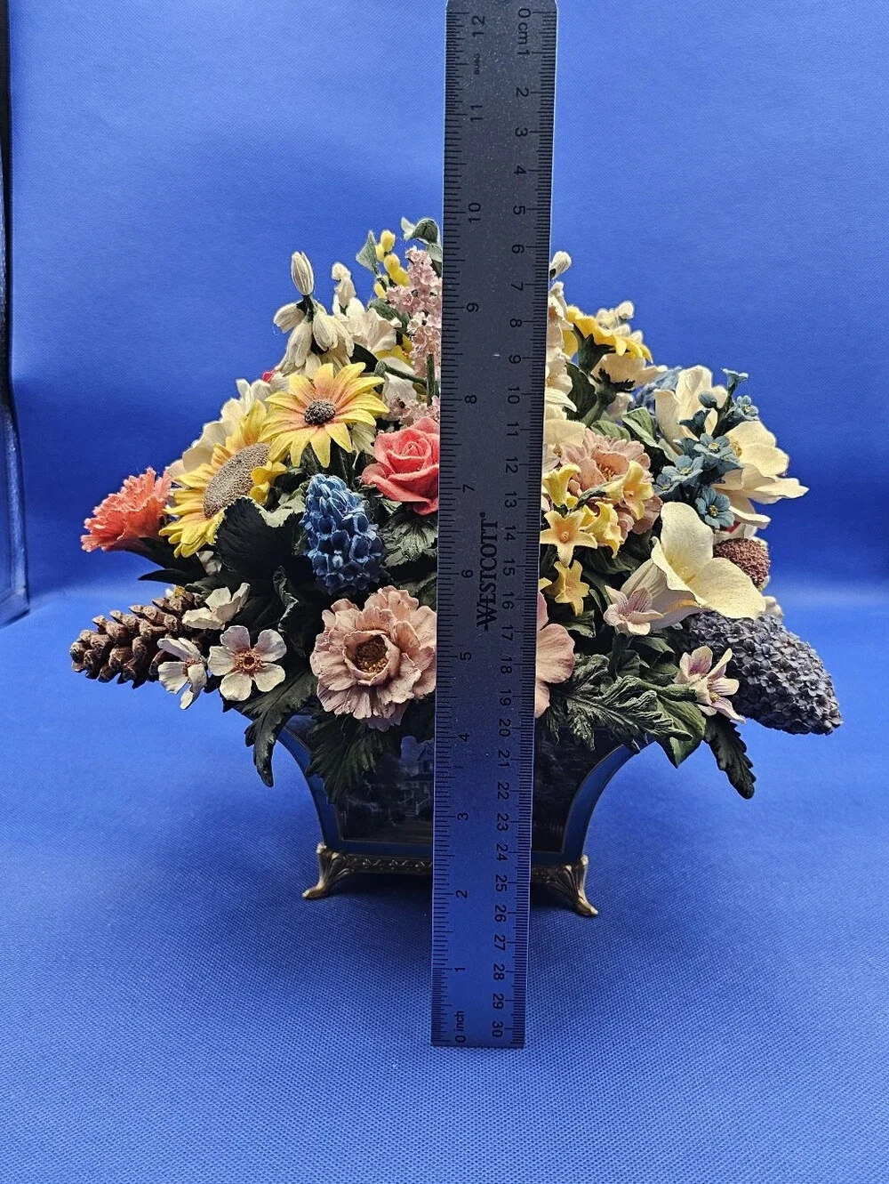 Thomas Kinkade Multicolor Resin Floral Bouquet with Pinecone Accents